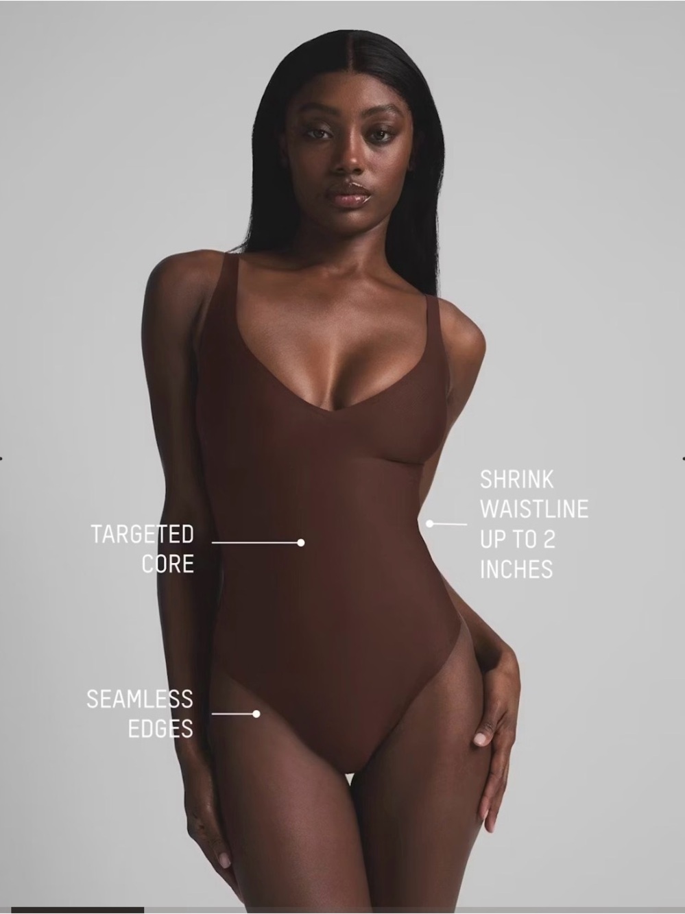 SKIMS Cocoa CORE SCULPT PLUNGE THONG BODYSUIT